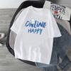 Camiseta de algodón puro de manga corta 2024, marca de moda deportiva para hombre, holgada, de talla grande, con cuello redondo y estampado, popular camiseta de manga corta.