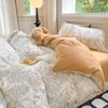 Lençol de algodão puro estilo princesa simples flor fresca conjunto de três peças espesso escovado para cama conjunto de quatro peças