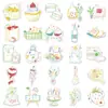 50 Adesivos Originais Pintados à Mão para Lazer, Personalizados Transfronteiriços Fofos de Comida para Geladeira Capa de Celular Adesivos de Computador