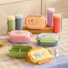 Caja de Almuerzo Estudiantil de PP Caja de Almuerzo Sellada para Ensalada Caja de Almuerzo Portátil Compartimentada de Dibujos Animados para Niños Juego de Taza de Agua