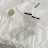 Calcetines Coreanos Delgados de Media Pantorrilla para Primavera y Verano, Estilo Universitario con Bordes Enrollados, Etiqueta de Tela de Canalé Doble, Calcetines Simples Transpirables Holgados