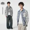 Camisa de Cuadros Retro Japonesa Sanhomme Primavera y Otoño Estilo Melard Camisa Cuadros Casual para Hombre 6062