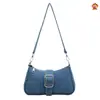 Bolsa Baguete Europeia e Americana de Design de Nicho com Toque de Luxo, Bolsa de Ombro Jeans Lona para Mulheres, Bolsa de Ombro com Corrente Fashion e Versátil