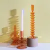 Venta al por mayor, candelabro creativo de vidrio de colores retro, candelabro de lujo para decoración de mesita de noche, vela, accesorios para cenas