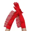 Guantes largos de flecos para fiesta de disfraces Guantes de actuación de danza latina Guantes de graduación de los años 1920 guantes de satén de satén