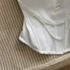 Top blanco sexy adelgazante de alta gama sin tirantes con corsé de ballenas para usar como prenda exterior