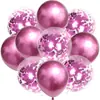 Set de Globos Metálicos Redondos Transparentes Gruesos con Lentejuelas de 12 Pulgadas Transfronterizo Combinación Fiesta Decoración de Cumpleaños Bola de Confeti Venta al por Mayor