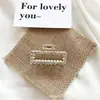 Pasador de Perlas para Mujer Clip de Lazo Estilo Coreano Pinza de Tiburón para la Parte Trasera de la Cabeza Accesorios Metálicos Grandes y Simples para el Cabello