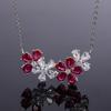 Collar Transfronterizo Tiktok Flor de Rubí Circonita Lujo Ligero Floral Moda Cadena Clavícula Joyería al por Mayor para Mujer