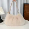 Bolsa Transversal de Pelúcia Transfronteiriça Bolsa de Ombro com Pelo Sintético de Guaxinim Estilo Ins Bolsa de Pelo Tendência Luxo Leve Tendência Estilo Ins