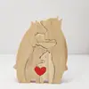 Adorno de Rompecabezas de Madera con Oso Abrazando a su Cría Transfronterizo para Dormitorio y Sala de Estar, Artesanías de Madera Maciza Familiares Cálidas para Exportación