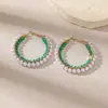 Venta al por mayor de pendientes grandes de aro estilo coreano con perlas y cristales, un accesorio moderno y lujoso para mujer, con un diseño único y vintage