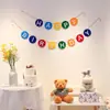 Ins Red Social macaron feliz cumpleaños banderines de tirar niños y niñas fiesta de bebé de un año decoración fondo de globos diseño
