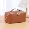 Bolsa de Tocador Portátil de Gran Capacidad Tejida de Gama Alta para Viajes, Exteriores, Resistente al Agua, Bolso Cosmético de PU de Mano para Uso Transfronterizo