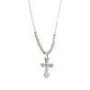 Diseño de Moda Estilo Transfronterizo Europeo y Americano Collar con Colgante de Cruz Completo de Diamante Plata Gruesa Cadena de Clavícula Personalizada Lujo Ligero para Mujer