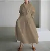 Vestido Cruzado Europeo y Americano 2026 Estilo Nuevo Casual de Oficina Moda Cuello Polo Manga Larga con Cintura Elástica y Dobladillo Amplio