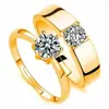 Anillo de Pareja Anillo de Boda para Hombre y Mujer Anillo Sencillo de Oro Simulado con Diamante Un Par con Grabado Regalo de San Valentín para Novia