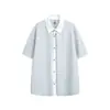 Yidao Vintage 2026 Verano Nueva Camisa Rayada Falsa de Dos Piezas Estilo Universitario Japonés Holgada de Manga Corta para Hombre