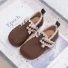 Zapatos Birkenstock de Ante de Moda para Niños 2026 Primavera y Otoño Nuevo Estilo Zapatos Pequeños de Encaje de Princesa para Niñas Suela Suave Planos Antideslizantes
