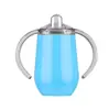 Taza Térmica de Acero Inoxidable 304 de Doble Pared y Doble Asa de 10 oz, con Tapa tipo Cáscara de Huevo, para Uso Transfronterizo, Asa Doble, Forma de U