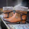 Amazon desejo outono e inverno popular europeu e americano bico redondo salto baixo vintage boca de lã escovada Botas de algodão femininas tamanho 43 Botas Martin