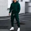 Conjunto de moletom com capuz novo para outono e inverno 2025, conjunto esportivo casual de duas peças em cor sólida