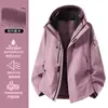 Chamarra cortavientos impermeable y cálida tres en uno estilo Luotuo para mujer, traje de alpinismo talla petite para hombre, abrigo personalizado