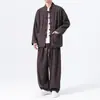 Otoño/Invierno 2026 Nuevo Estilo Chino para Hombre Traje Casual de Pana Talla Grande Trendy Jacquard con Patrón Oscuro Conjunto de Dos Piezas
