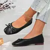 Sapatos Rasos com Laço para Mulheres 2026 Primavera e Outono Estilo Coreano Elegantes Mocassins de Bico Quadrado Rasos Estilo Fada
