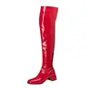Nuevas Botas Altas de Charol, Botas por Encima de la Rodilla, Botas para Pole Dance, Tacón Cuadrado, Botas de Caballero de Tacón Medio, Tallas Grandes 32-46 Botas de Exportación