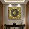 Pintura Colgante Thangka Negra y Dorada con el Mantra de Seis Sílabas y el Sutra del Corazón, Mural de Vestíbulo, Mandala, Sala Budista, Pintura Decorativa del Dios Amarillo de la Riqueza del Tíbet