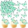 Decoração de cupcake de borboleta comestível 3D Papel de arroz pegajoso Cor amarela Borboleta Sobremesa Mesa Assando Arranjos Suprimentos