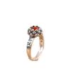 Nuevo anillo de dedo con transferencia de fortuna de seis caracteres con loto rojo plateado tailandés, apertura de nicho, fábrica de marea nacional retro