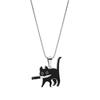 Collar con colgante de gato y cuchillo de dibujos animados de acero inoxidable, superventas en Amazon, joyería creativa de acero de titanio a la moda