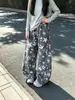 Jeans de pierna ancha con estampado de estrellas para niñas, estilo primavera y otoño, pantalones largos casuales holgados para niños mayores, pantalones de pierna curva de moda para otoño