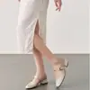 Zapatos Mary Jane de Punta Cuadrada Franceses para Mujer, 4 cm de Tacón, Estilo Verano, Adecuados para Faldas, Estilo de Noche Primavera y Otoño 2025, Zapatos de Tacón Grueso Individuales para Mujer