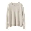 Cachmir Otoño e Invierno 2026 Nuevo Suéter de Punto para Mujer Cuello Redondo Holgado Manga Raglán Hilo Puntado Adelgazante