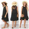 9546 # AliExpress 2020 Amazon Vestido de Cuello Redondo sin Mangas de Lunares Holgado con Dobladillo Fruncido