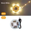 Luz LED USB de Bajo Voltaje de un Solo Color Autoadhesiva con Respaldo Adhesivo 2835 Luz Cálida Luz Blanca Decoración de Iluminación para Fondo de TV Gabinete Armario