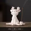 Porta incienso de cerámica de ciervo lindo, mascota de té creativa, decoración de escritorio, quemador de incienso para el hogar, soporte para varillas de incienso, adorno