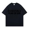 240g Niebla Pesada Esenciales Multilínea Doble Fila Felpa Suelta Manga Corta 25 Verano Tendencia Camiseta de Pareja para Hombres y Mujeres