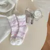 Nuevos Calcetines de Coral de Terciopelo sin Pelusa para Mujer Otoño e Invierno, Calcetines de Mujer de Terciopelo Medio Fair Isle, Calcetines Cálidos y Engrosados para Dormir en Casa