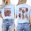 Camiseta de Chicas Coreanas Katseye Más Vendida en Amazon Estampada por Ambos Lados Manga Corta Talla Europea Top de Modal 1216-1