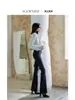 Pantalones de pana forrados/Supermodelo/Jeans acampanados de talle alto en negro y gris para mujer, Super adelgazantes, Elásticos, Ajustados, Levanta glúteos, Estilo Otoño 2025