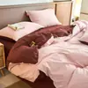 Juego de Ropa de Cama de Tres Piezas de Algodón Puro de Color Sólido para Exportación Transfronteriza, Uso en Hogar y Dormitorio, Juego de Ropa de Cama de Cuatro Piezas de Algodón Puro Teñido en Hilo Hecho a Medida de Fábrica