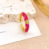 Anillo con Paisaje Chino, Esmalte Azul Tailandés, Anillo de Flor Colorida con Goteo de Aceite de Gama Alta de Nicho para Mujer, No se Desvanece, Accesorio Más Vendido