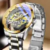 Bugalay nuevo reloj de doble cara hueco con movimiento automático no mecánico reloj tourbillon para hombre entrega transfronteriza