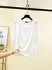Camiseta Feminina Manga Curta Gola Redonda Verão Nova Modal Solta Emagrecedora Fina Casual Pulôver Camisa Base Casa Top
