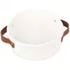 Popular Cesta de Almacenamiento Redonda de Algodón con Asa de Cuero Redonda, Juguete de Cuerda de Algodón Hecho a Mano, Cesta de Almacenamiento para Baño