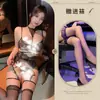Fragancia Night Ting Lencería Morada Sexy Cuello Colgante Encaje Push-up Anillo para Pierna Sexy Traje